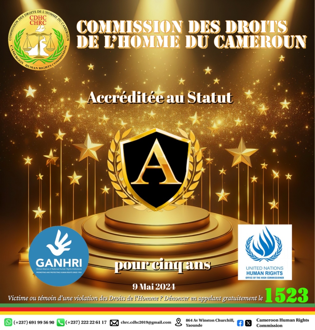 GANHRI :: La Commission des droits de l’homme du Cameroun accreditée au « Statut A » pour cinq ans